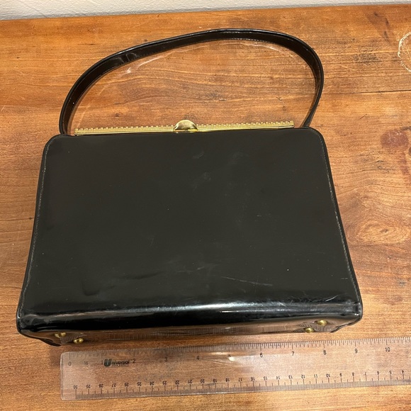 Minimalist Top Handle Patent Leather Handbag - Picture 6 of 7